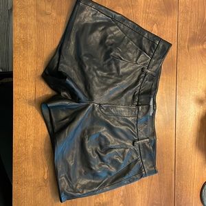 Vince black leather shorts